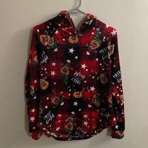Plaid Christmas reindeer sweater